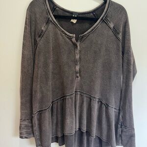 We The Free Charcoal Long Sleeve Top